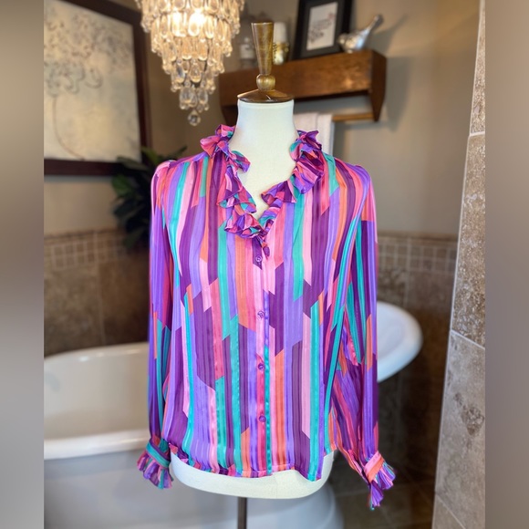 La Chine Classic vintage button down blouse size 6 - Picture 1 of 6